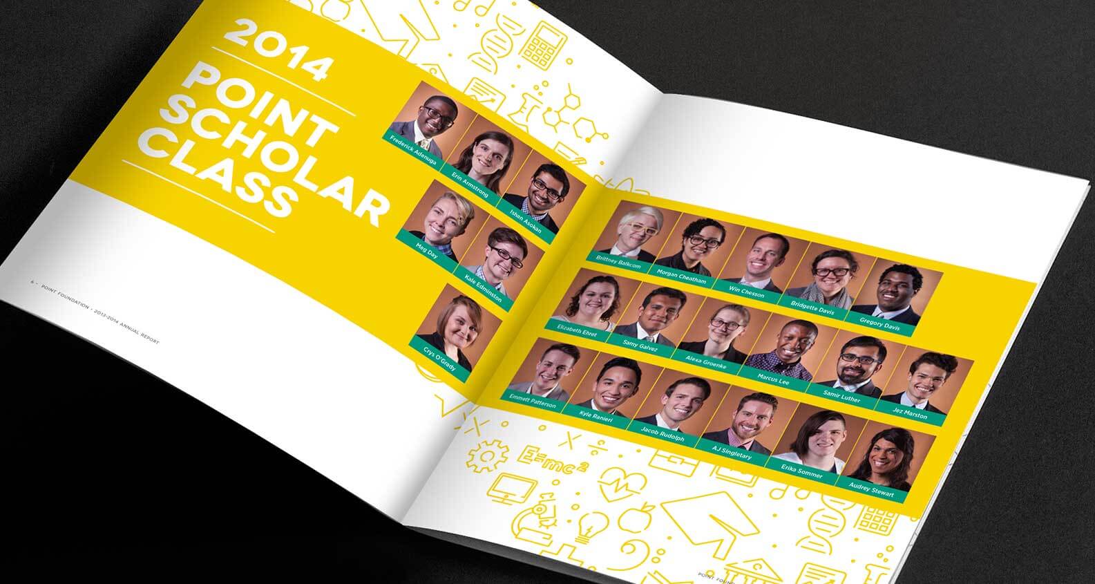 Point Foundation annual report layout design by Jacober Creative