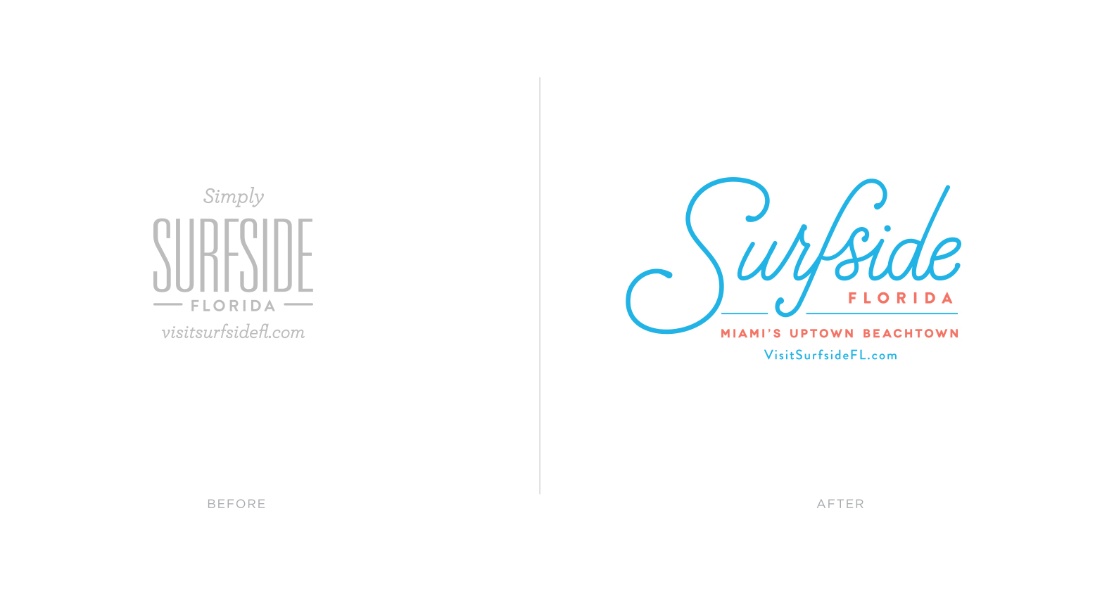 Jacober Creative Identity and Campaign for the Town of Surfside Florida - Photo of logo rebrand before and after