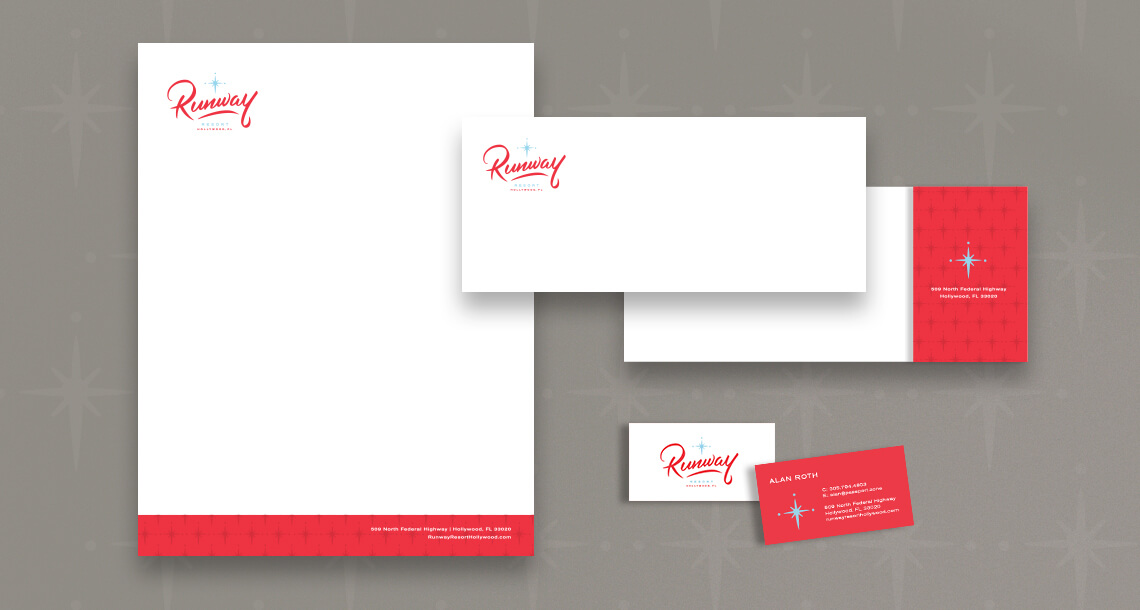 Runway branding collateral by Jacober Creative