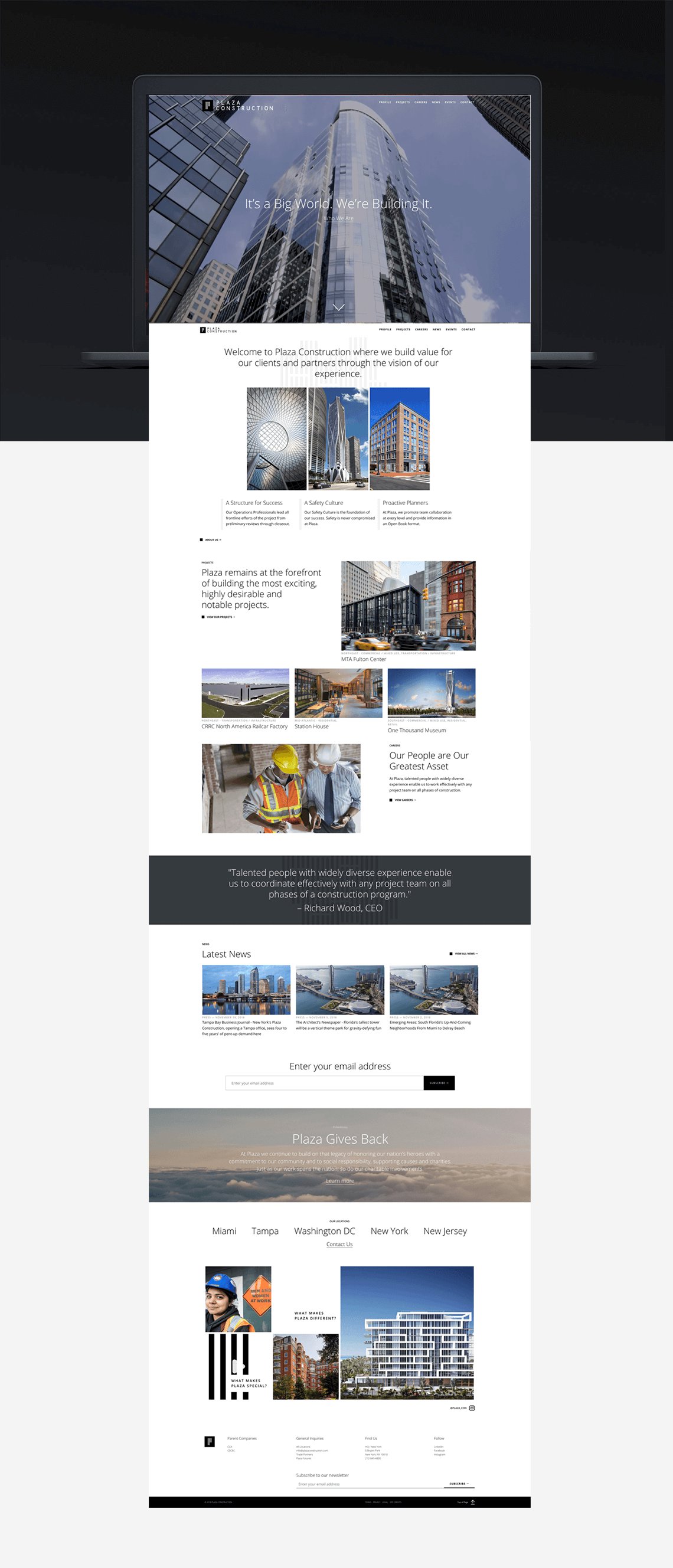 Jacober Creative Brand Identity for Plaza Construction - Photo of new website home page