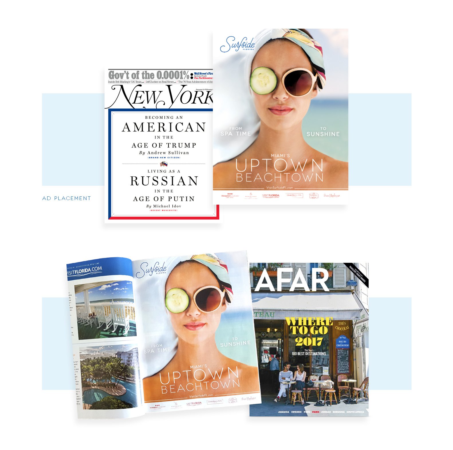 Jacober Creative Identity and Campaign for the Town of Surfside Florida - Photo of magazine ad featured in New York Magazine