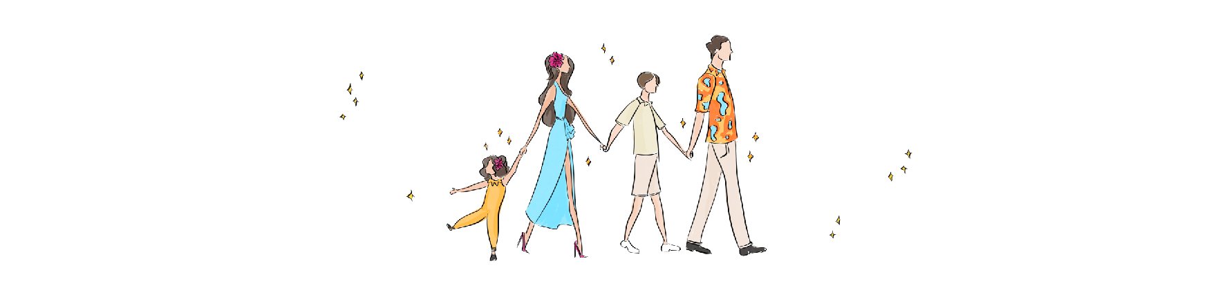 family walking to together on an adventure