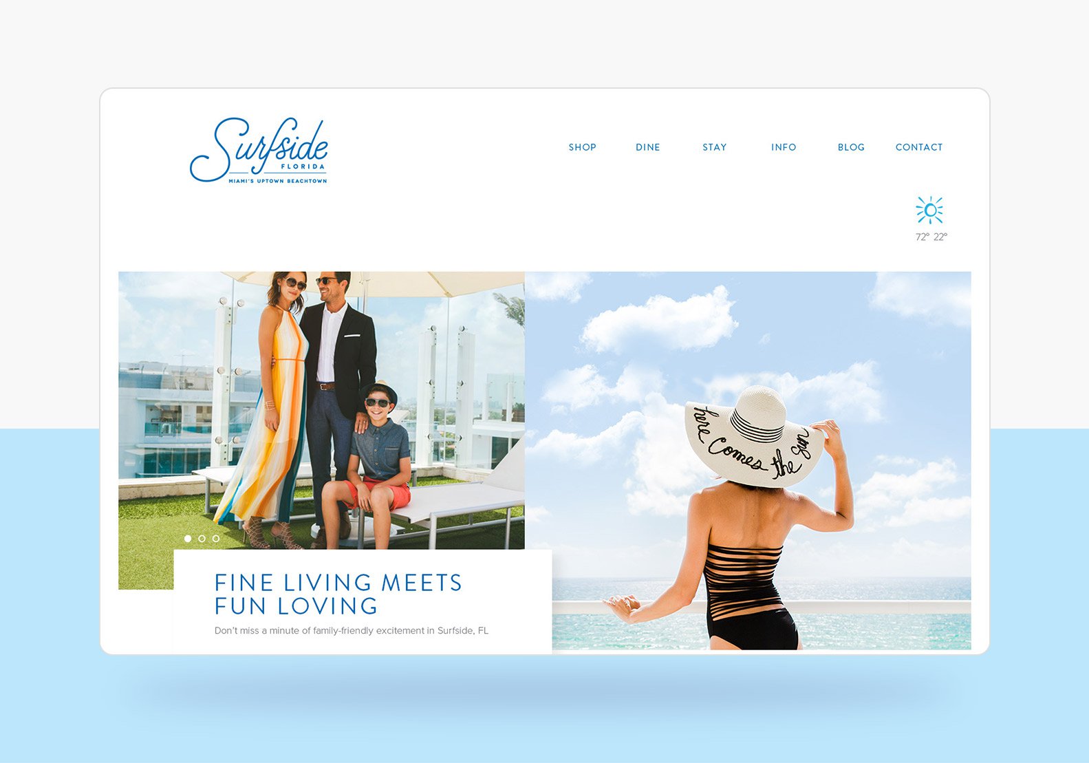 Jacober Creative Identity and Campaign for the Town of Surfside Florida - Photo of new responsive website Home page slider area