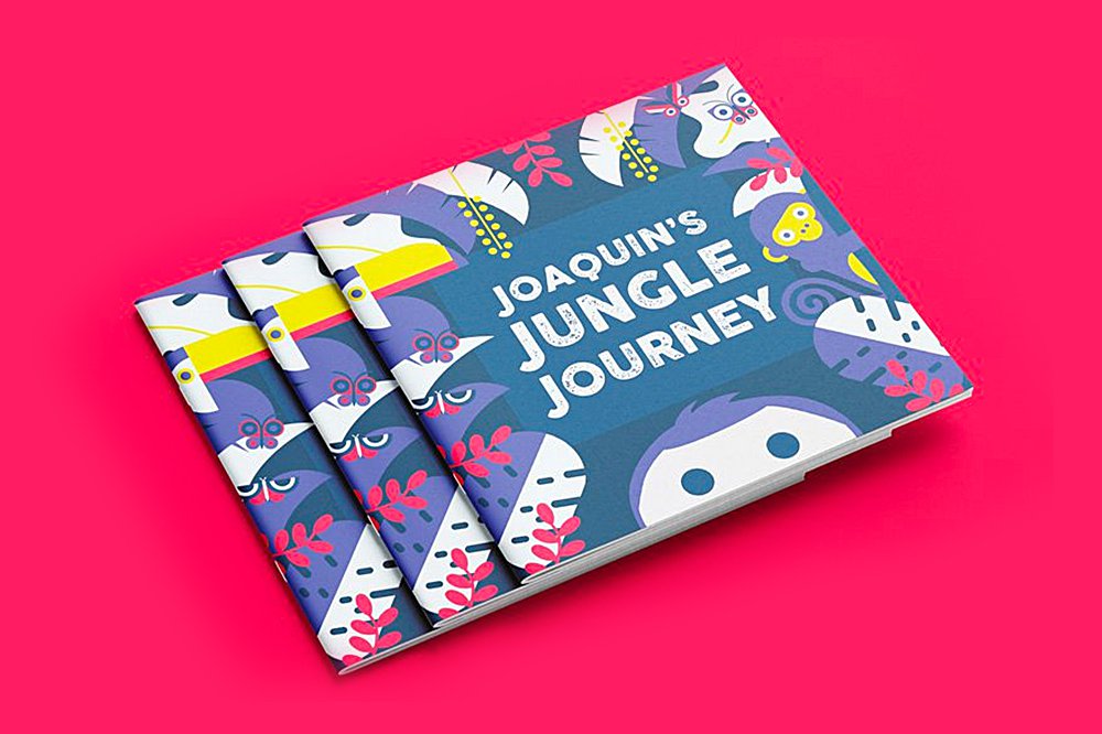 A one-of-a-kind beautiful, bilingual children’s book, of course, that we wrote and designed ourselves! Joaquin’s Jungle Journey tells a simple but elegant story, in rhyme, about young Joaquin’s trip through the jungle.