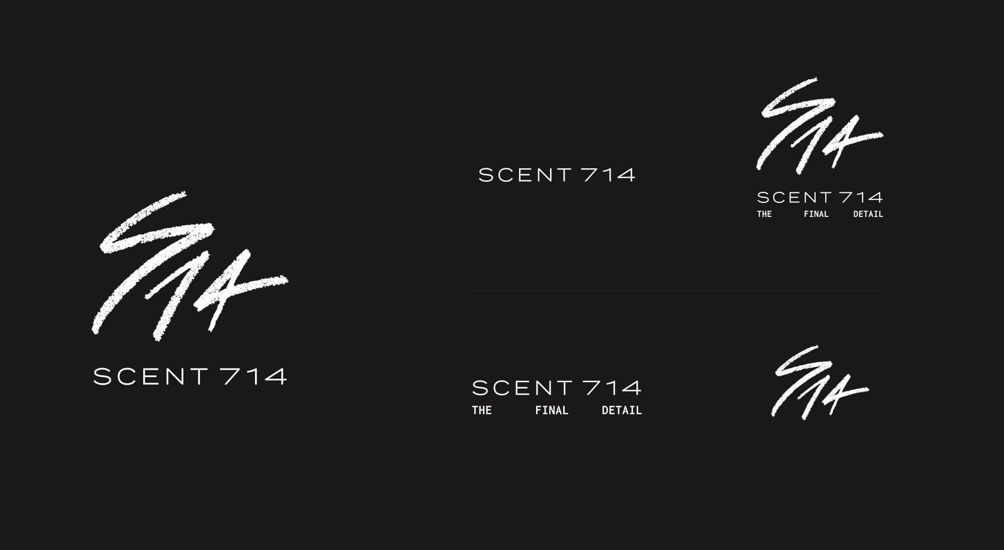 Jacober Creative Brand Identity for Scent 714 Custom Fragrances. Photo of logo variations.
