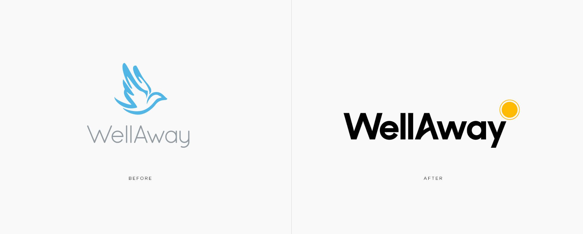 Jacober rebranding of WellAway Global Health Insurance, Image before and after of Wellaway logo